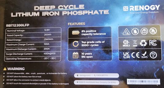 12 Volt 200Ah Lithium Iron Phosphate (LiFePO4)